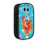 SdetYuia Cute Pattern Canvas Pencil Case Zipper The Amazing Anime World of Gumball Pattern Pen Box Makeup Bags Kawaii Cartoon Stationery Bag for School Work Office One Size Fits All
