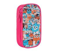 SdetYuia Cute Pattern Canvas Pencil Case Zipper The Amazing Anime World of Gumball Pattern Pen Box Makeup Bags Kawaii Cartoon Stationery Bag for School Work Office One Size Fits All