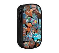 SdetYuia Cute Pattern Canvas Pencil Case Zipper The Amazing Anime World of Gumball Pattern Pen Box Makeup Bags Kawaii Cartoon Stationery Bag for School Work Office One Size Fits All