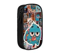 SdetYuia Cute Pattern Canvas Pencil Case Zipper The Amazing Anime World of Gumball Pattern Pen Box Makeup Bags Kawaii Cartoon Stationery Bag for School Work Office One Size Fits All