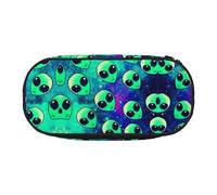 SdetYuia Green Aliens Print Pencil Case, Small Pencil Pouch Multi Use Pencil Case Organizer, Portable Pencil Bags