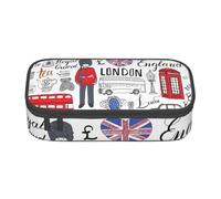 SdetYuia I Love London Print Pencil Case Large Capacity Pen Pouch for interlayer Adults Cosmetic Bag Supplies , Black