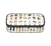 SdetYuia Introduction of Various Vegetables Print Pencil Case Large Capacity Pen Pouch for interlayer Adults Cosmetic Bag Supplies