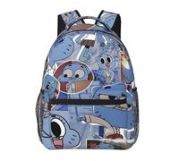 SdetYuia Kawaii Cartoon Backpack The Amazing Anime World Of Gumball Pattern Backpack Lightweight Durable Travel Laptop Backpack Cartoon Anime Fans Gift