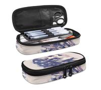 SdetYuia Purple Daisy Pencil Case Marker Pen Case Stationery Bag, Vivid Cosmos Floral Travel Holder School College Office, Wild Flower Organizer for Kids Girl Women Adult Teens
