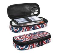 SdetYuia Vivid UK Flag Pencil Case Pouch, Union Jack Large Capacity Pencil Pen Case Box, Durable Stationery Storage Organizer Bags for Teens Boys Girls Office Blue Red