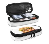 SdetYuia Yummy Hamburger Burger Pencil Box with Zipper Pencils Organizer Holder Durable Vivid Beef Burger Pencil Pen Case for Boys Girls Teens Adults Work Office