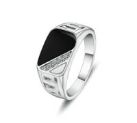 SDEWFFWSA Classic Square Men Finger Jewelry Retro Zircon Inlaid Minimalist Fashion Ring (Silver,9)