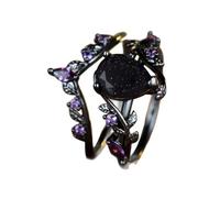 SDEWFFWSA Dark Antique Gun Black Crossed Rose Branch Stackable Ring Index Finger Jewelry