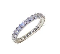 SDEWFFWSA Fully Paved Zircon Ring For Women Full Circle Cluster Zircon Band Light Luxury Fashion Eternity Ring (Silver,7)
