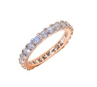 SDEWFFWSA Fully Paved Zircon Ring For Women Full Circle Cluster Zircon Band Light Luxury Fashion Eternity Ring (Rose gold,7)