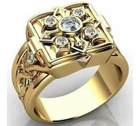 SDEWFFWSA Geometric Square Copper Cross Pattern Ring for Men and Women Retro Openable Box Ring-gold-13