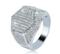 SDEWFFWSA Hip Hop Style Trendy Men Women Rings Copper Ring Iced Out Bling Pave Cubic Zirconia Geometry Ring Charms-12-s8