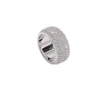 SDEWFFWSA Hip-hop Zircon Ring, Retro Round Full Zircon Shiny Minimalist Personalized Men's Finger Ring (Silver,8)