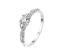 SDEWFFWSA Light Luxury Simple Round Finger Ring, Fashion Jewelry for Women (White,7)