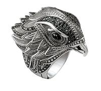 SDEWFFWSA Retro Eagle Ring For Men Personalized Creative Antique Vintage Thai Silver Bird Finger Band (Black,12)
