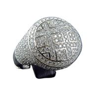 SDEWFFWSA Retro Ethnic Creative Finger Ring Alloy Domineering Unisex Ring Full Rhinestone Band (White,8)