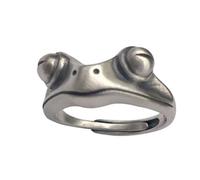 SDEWFFWSA Retro Frog Ring Cute Little Frog Adjustable Open Band Unisex Couple Finger Jewelry (Antique silver,Open)