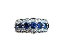 SDEWFFWSA Silver Electroplated Blue Zircon Single Ring for Women Micro Inlaid White Diamond Hand Jewelry (Silver,7)
