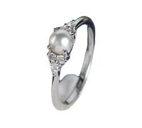 SDEWFFWSA Silver Plated Pearl Ring Women's Popular Fashion Hand Jewelry-8-WHITE-SILVER PLATED