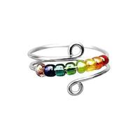 SDEWFFWSA Stress Relief Rings for Women/Men Rotate Beads Anxiety Adjustable Finger Rings Freely Anti Stress Ring Trendy Jewelry Gift-D