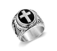 SDEWFFWSA Two-Tone Vintage Men's Ring Praying God's Hand Cross Ring-Single-color-10