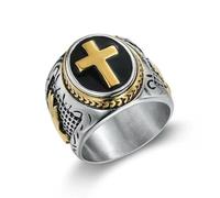 SDEWFFWSA Two-Tone Vintage Men's Ring Praying God's Hand Cross Ring-Two-color-12