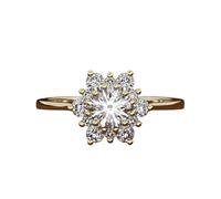 SDEWFFWSA Women's Creative Snowflake CZ Ring, 18K Gold Rose Gold Plated Stylish Simulated Diamond Ring