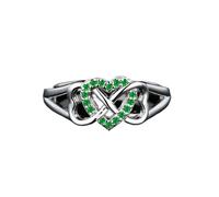 SDEWFFWSA Women's Cute Micro Paved Heart Ring, Fashion Versatile Ring for Autumn Winter, Stylish Daily Wear Jewelry (Green,9)