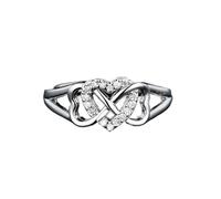 SDEWFFWSA Women's Cute Micro Paved Heart Ring, Fashion Versatile Ring for Autumn Winter, Stylish Daily Wear Jewelry (Platinum gold,9)