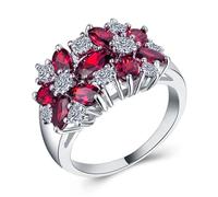 SDEWFFWSA Women's Flower Ring, Colorful Marquise Micro Paved Finger Ring, Light Luxury Elegant Versatile Jewelry