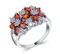 SDEWFFWSA Women's Flower Ring, Colorful Marquise Micro Paved Finger Ring, Light Luxury Elegant Versatile Jewelry