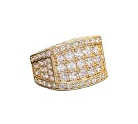 SDEWFFWSA Women's Full Paved Zircon Ring Heavy Craft Square Geometric Ring Shiny Bling Fashion Finger Ring