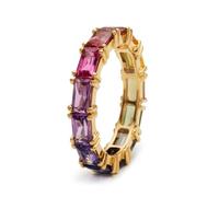 SDEWFFWSA Women's Stylish Rainbow Color Zircon Ring, Elegant Daily Wear Finger Ring, Fashion Statement Jewelry (Color,9)