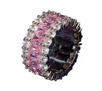 SDEWFFWSA Zircon Plain Band Ring Minimalist Simple Finger Ring Stackable Jewelry Gift for Women (Pink,6)
