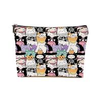 SDFBFVSA Halloween Cats Makeup Bag, Cat Lover Gifts, Halloween Pumpkin Cosmetic Bag Portable Travel Toiletry Pouch Organizer, Gifts for Friends Colleagues Besties