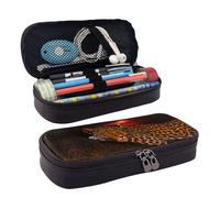 SDFCUMDM African Leopard Print Leather Pencil Case Cosmetic Makeup Brush Storage Bag for Girls Women Teenagers
