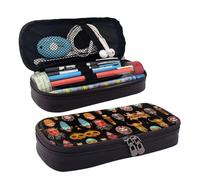 SDFCUMDM African Ritual Ethnic Tribal Masks Print Leather Pencil Case Cosmetic Makeup Brush Storage Bag for Girls Women Teenagers