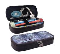 SDFCUMDM Arctic Owl Print Leather Pencil Case Cosmetic Makeup Brush Storage Bag for Girls Women Teenagers
