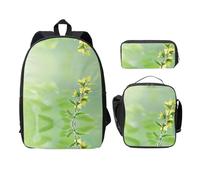 SDFCUMDM Blooming Yellow Flower Print School Bag + Pencil Case + Lunch Bag Combination for Everyday Use