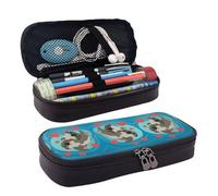SDFCUMDM Cute Otters Print Leather Pencil Case Cosmetic Makeup Brush Storage Bag for Girls Women Teenagers