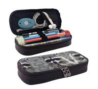 SDFCUMDM Cute Raccoon Print Leather Pencil Case Cosmetic Makeup Brush Storage Bag for Girls Women Teenagers