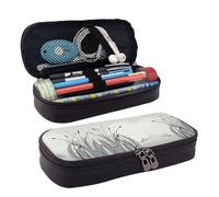 SDFCUMDM Dragonflies On Flowers and Branches Print Leather Pencil Case Cosmetic Makeup Brush Storage Bag for Girls Women Teenagers