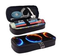 SDFCUMDM Fire and Ice Dragons Print Leather Pencil Case Cosmetic Makeup Brush Storage Bag for Girls Women Teenagers