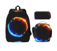 SDFCUMDM Fire and Ice Dragons Print School Bag + Pencil Case + Lunch Bag Combination for Everyday Use