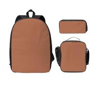 SDFCUMDM Fire Clay Brown Print School Bag + Pencil Case + Lunch Bag Combination for Everyday Use