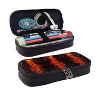 SDFCUMDM Fire Dancer Print Leather Pencil Case Cosmetic Makeup Brush Storage Bag for Girls Women Teenagers