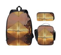 SDFCUMDM Louvre Museum in Paris Print School Bag + Pencil Case + Lunch Bag Combination for Everyday Use