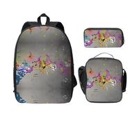 SDFCUMDM Musical with Spray Print School Bag + Pencil Case + Lunch Bag Combination for Everyday Use