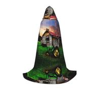 SDFCUMDM Old Tractor Photo Farm Print Hooded Cape For Teenagers For Halloween Cosplay Costumes